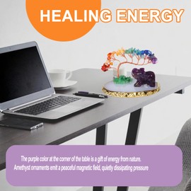 Elephant Gifts for Women, Amethyst Elephant Decor Statue Crystals and Healing Stones Chakra Crystal Tree, Cute Sculpture Gemstones Spiritual Home Office Desk Purple Decor