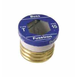 Bussmann T-15 15 Amp Type T Time-Delay Dual-Element Edison Base Plug Fuse, 125V UL Listed by Bussmann