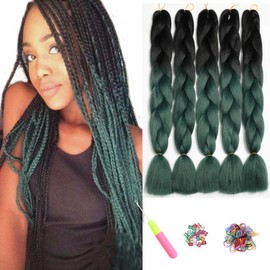 Showjarlly 5 Pieces Ombre Jumbo Braid Synthetic Hair 24 Inch 500 g Kanekalon Hair Braiding Extensions for Crochet Twist Braiding Hair