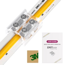​EMITEVER 10mm LED Strip Connectors,12 Packs LED Tape Light Terminal Block Connector 2-pin Solderless Tighten Screw Transparent Tape to Tape Connectors for 5V 12V 24V 48V 10mm Width LED Strip Lights​