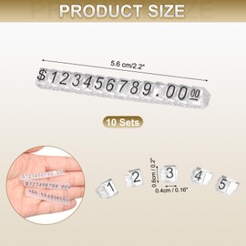 uxcell 10 Set Price Display Cube, Adjustable Price Tag Stand Removable Mini Tag Number Letter Price Dollar Block Kit for Jewelry Retail Shop Price Signs (Clear/Black, 2.2" Length)