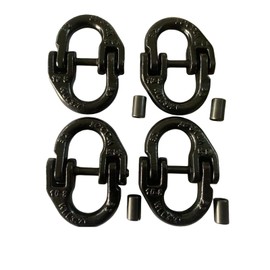 UTFTFWLW 3/8" Trailer Safety Chain Connector Link Tow Hitch Chain Connecting Hammerlock Coupling Link Towing Lifting Trucks Accessories 4pack G80 Alloy Steel 7100 lbs Working Load Limit Black Painted