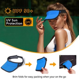 GADIEMKENSD Sun Visors Hats for Womens Mens Beach Hat Accessories Summer Straw Sunhat Fashion Foldable Sombreros para Mujer para Ponytail Caps UV Protection for Running Hiking Football Golf Blue Gray