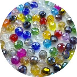 Tingoons 400 Pcs 4mm Multicolor Faceted Briolette Crystal Glass Beads for DIY Jewelry Making