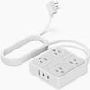 Flat Plug Power Bar with USB C, 4FT Ultra-Thin Extension