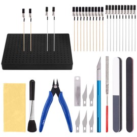 Keadic 37Pcs Model Tool Paint Kit Includes Professional Gundam Model Basic Tools, Painting Stand Base Holder and Alligator Clip Sticks Modeling Tools for Airbrush Hobby Model Building Parts Assemble