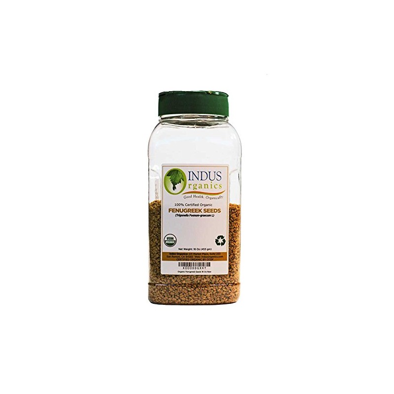 Indus Organics Fenugreek Seeds, 1 Lb Jar, Premium Quality, High