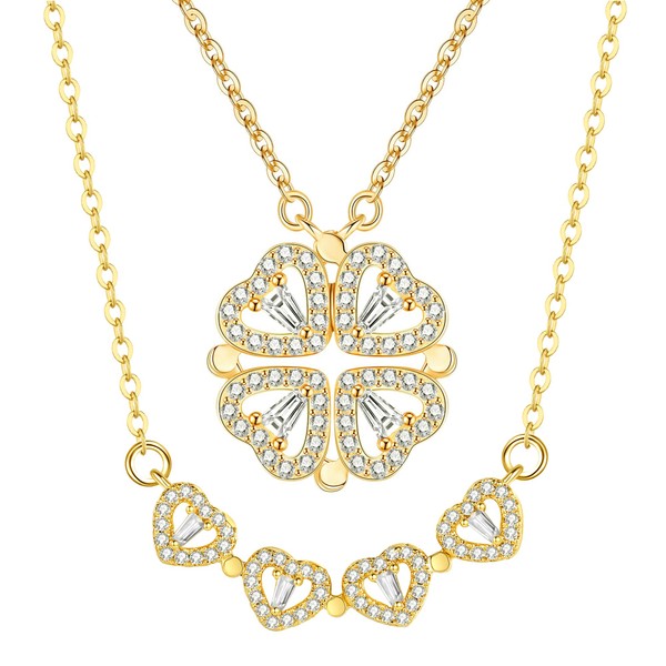 Myrnaist Necklaces for Women Lucky Clover Chain Women's Clover Heart