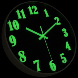 JoFomp 3D Numbers Glow in The Dark Wall Clocks Battery Operated, 12 Inch Silent Wall Clock Non Ticking, Modern Wall Clocks for Living Room Decor, Night Light Wall Clock for Bedroom Kitchen