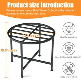 I'Ezonk Heavy Duty Stainless Steel Rain Barrel Stand,Rain Water Collection Barrel Stand，Suitable for 45/50/55 Gallon Plastic Outdoor Rain Barrel