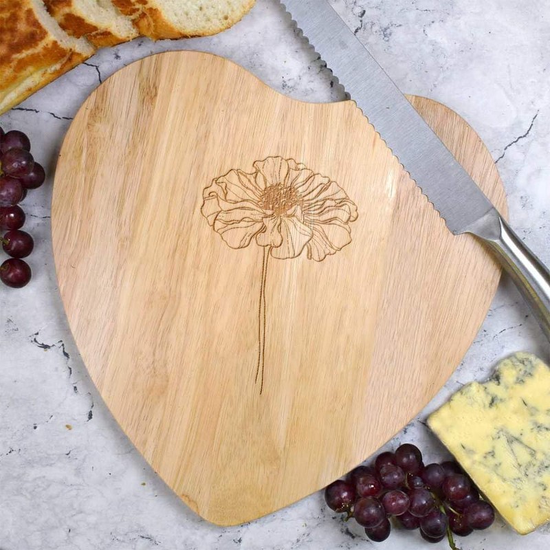 'Marigold Glory Flower ' Wooden Heart Shaped Chopping/Cutting Board (WB00080940)