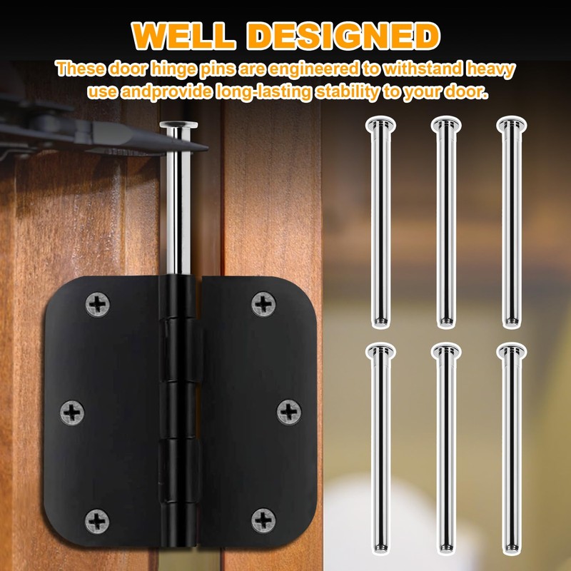 6 Pieces of 3.5-inch Indoor Door Hinge pins Replacement, Suitable