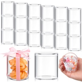 Taiyin 50 Pcs Plastic Acrylic Circle Box with Lid Clear Acrylic Box Small Round Cube Organizer Transparent Storage Boxes Containers for Candy Beads Jewelry Gift Wedding Graduation Favor (2 x 2.36'')