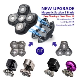 5 Blades Magnetic Shaver Head for SKULL SHAVER, SOLASKY Magnetic Version Head Shaver Replacement Heads for SKULL SHAVER