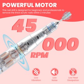 LIARTY Nail Machine Gel Nail Off 45,000 rpm Electric Nail Machine Set, Remover Bit, Nail Care, Nail Polishing, Cuticle Treatment, Self Nail Off Machine, Forward and Reverse Rotation, Stepless