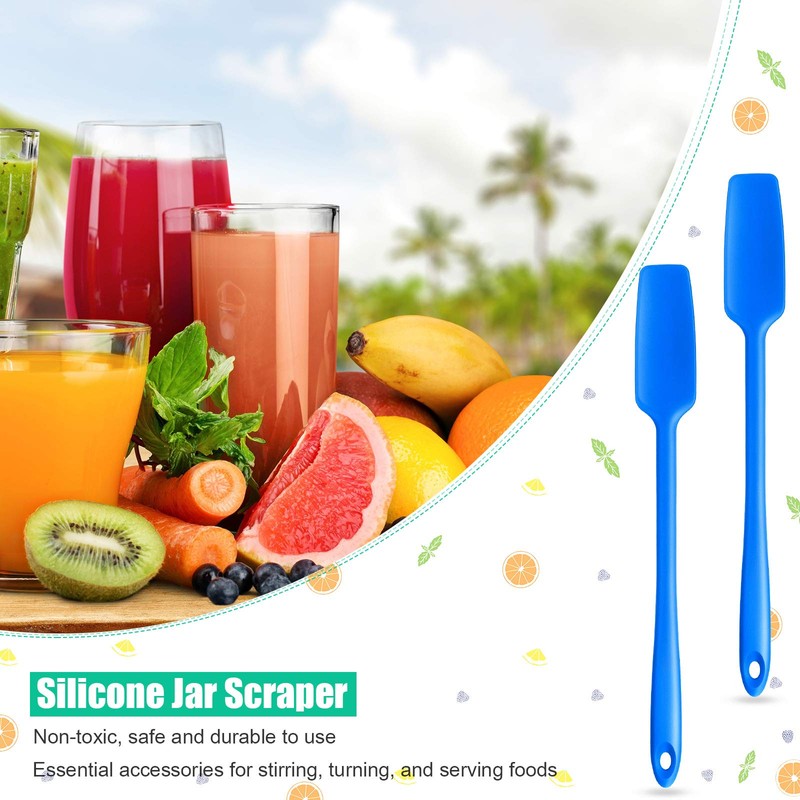Long Handle Silicone Jar Spatula Kitchen Scraper Spatula Non-Stick Rubber