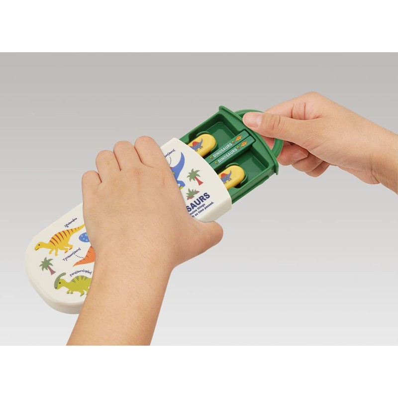 Skater TACC2AG-A Trio Set, Chopsticks, Spoon, Fork, Dinosaurus, Picture, Antibacterial,