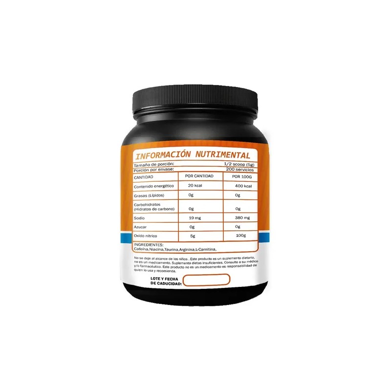 Óxido Nítrico Pre Entreno Promex 1kg 200 Servicios Sabores