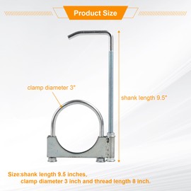 higehio 3 Inch Exhaust Clamp with Muffler Hanger Fits for 3'' Inch Car or Truck Exhaust Pipe,Exhaust System Hanger-2 Pack