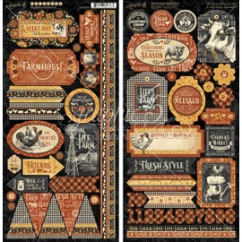 Graphic 45 Farmhouse Stickers 12X12, cardstock, Assorted, One Size