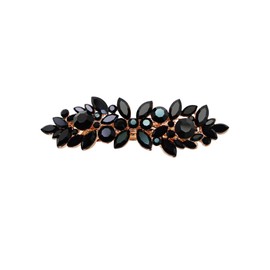 Faship Gorgeous Black Rhinestone Crystal Floral Hair Barrette Clip