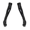 ShanBye Women's Black Faux Leather Long Gloves, Size: Length 60cm,