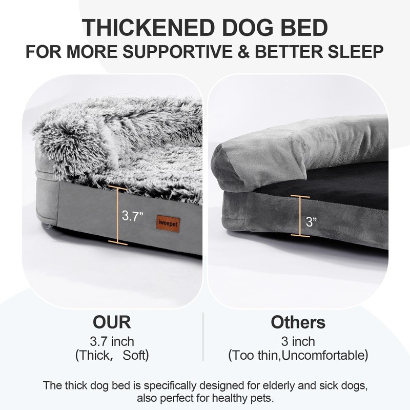3.7 inch Thickened Orthopedic Dog Beds for Extra Large Dogs,