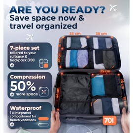 Compression Packing Cubes for Suitcases - Travel and Cruise Essentials, Organiser Bags, Packing Cubes for Travel - Packing Cubes Compression Set - Packing Cubes for Suitcases Compression Cubes