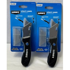 HART New HART Folding UTILITY KNIFE 2-PACK w/ 20 Blades & Removable Belt Clip (SH9)