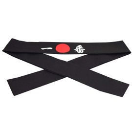 Sunrise Kitchen Supply Black Japanese Sushi Chef Bandana Hachimaki Karate Headband - Number One