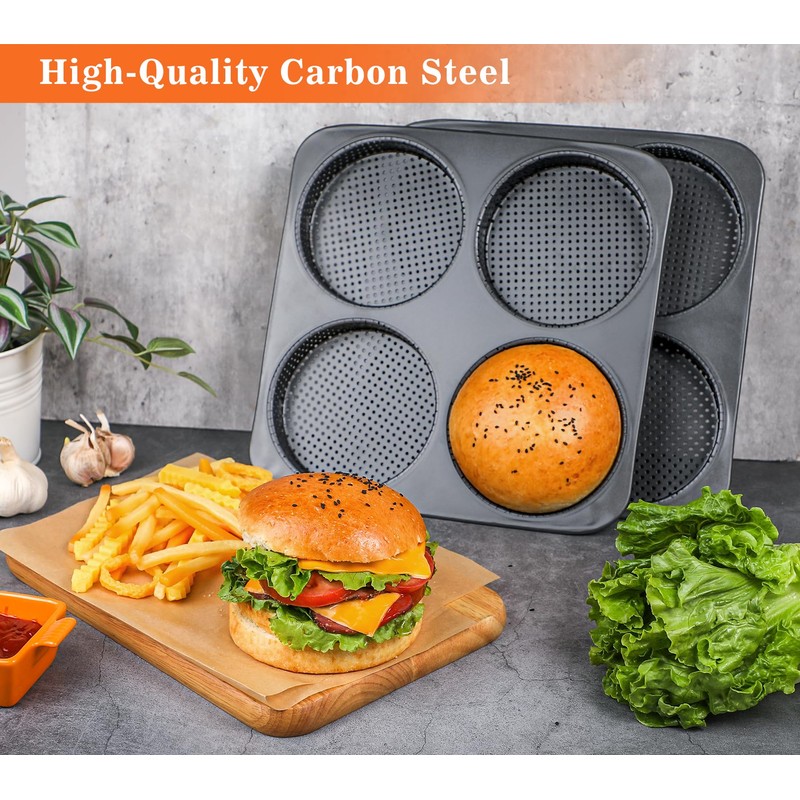 Webake 5" Large Hamburger Bun Pan, Nonstick Bun Pans for