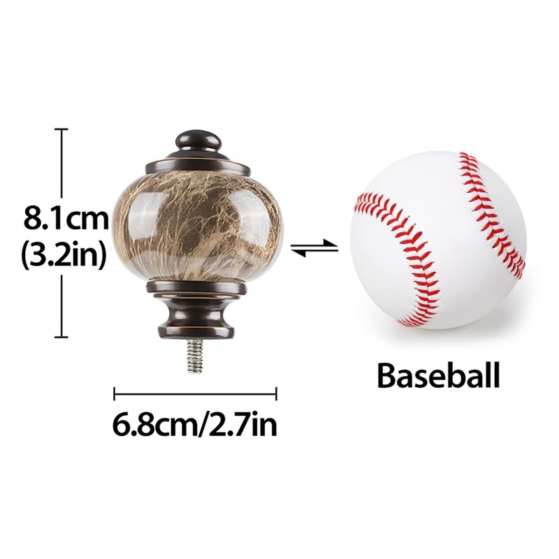 KAMANINA Marbled Replacement Finials for 1 or 7/8 Inch Bronze