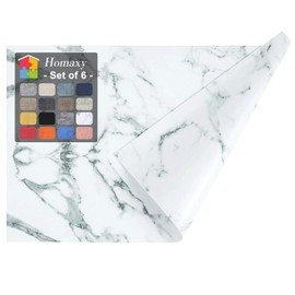 Homaxy PU Faux Leather Placemats for Dining Table, Set of 6, Marble