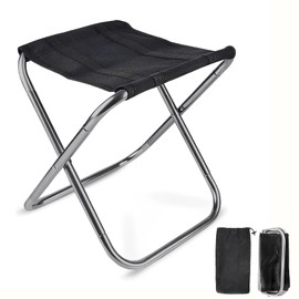 BAGOTT Taburete Plegable, Portátil Silla Plegable de Camping de 11 Pulgadas de Alto con Bolsa de Transporte Aleación de Aluminio, para Acampa, Pescar, Senderismo, Jardinería, Playa (Gris Plateado)