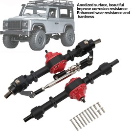 Dilwe Metal Front Rear Axle Set, RC Car Metal Front Rear Axle Set for MN D90 D91 99S FJ45 1/12 RC Car Upgrade Parts(Black red)