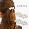 [MORE AUNI] Party Barrette, Bijou Hair Accessory, Large Pearl, Leaf
