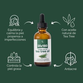 Life180, Tea Tree Suero Facial para control de grasa y acné, para todo tipo de piel, 2 frascos de 52 ml, 104 mililitro, 2