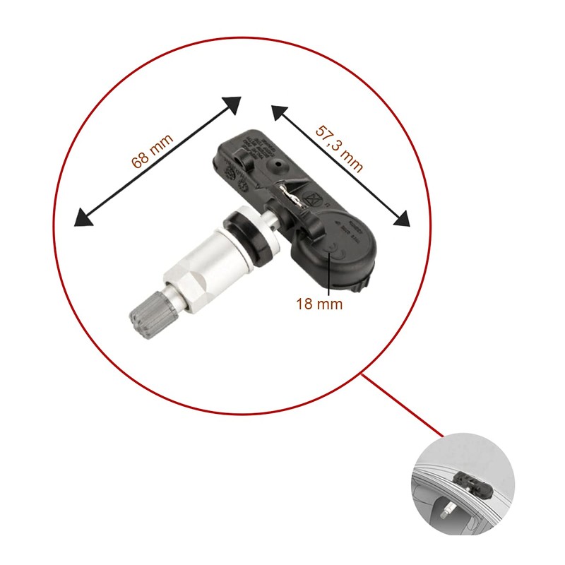 LST 4 x tyre air pressure sensor, 433 MHz, freely