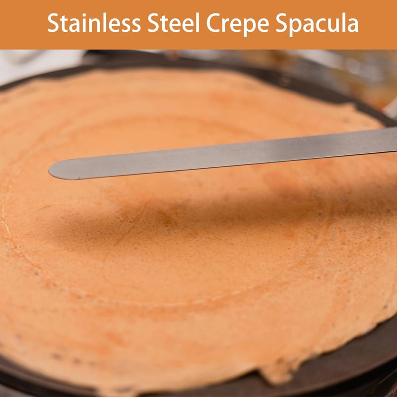 Crepe Spreader and Spatula Kit, Wood Handle Offset Spacula 12",Stainless