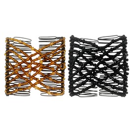 2 Pieces Of Elastic Hair Accessories, Versatile Invisible Comb, Retractable Hair Dispenser, Hair Style Decoration Supplies (Black, Brown).