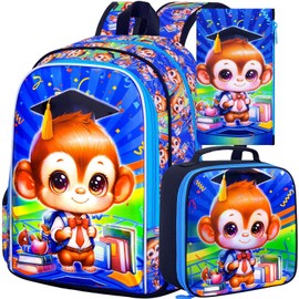 AGSDON 3PCS Kids Backpack for Boys, Toddler Backpack for Boy with Lightweight Water Resistant, Bookbag Set with Lunch Box Pencil Case