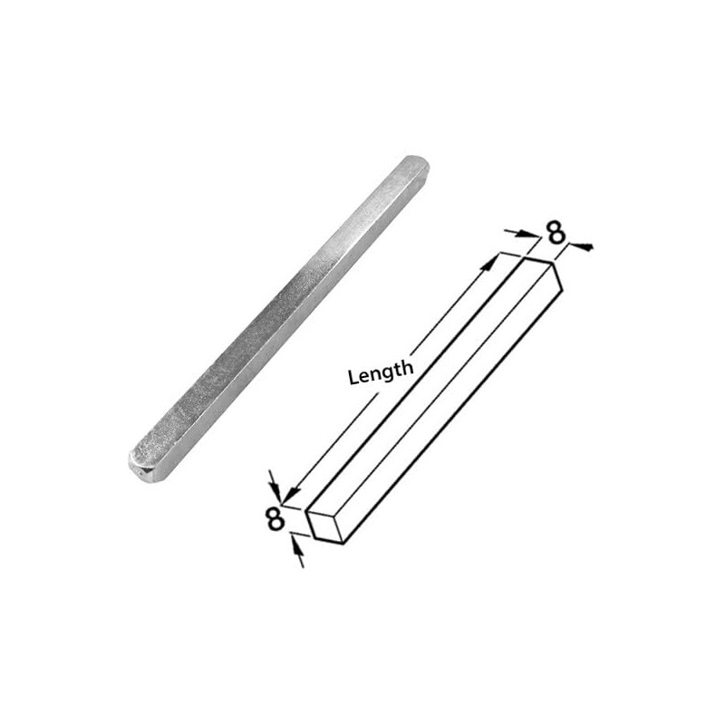8mm x 80mm Plain Door Handle Spindle Square Solid Steel