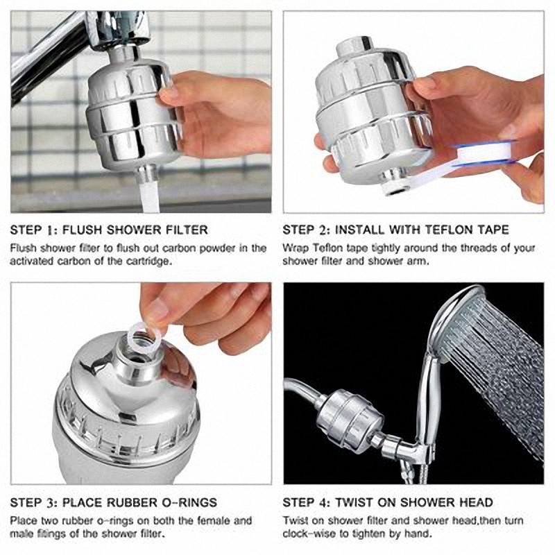 in line Bathroom Shower Filter Bathing Water Purifier Treatment Silt