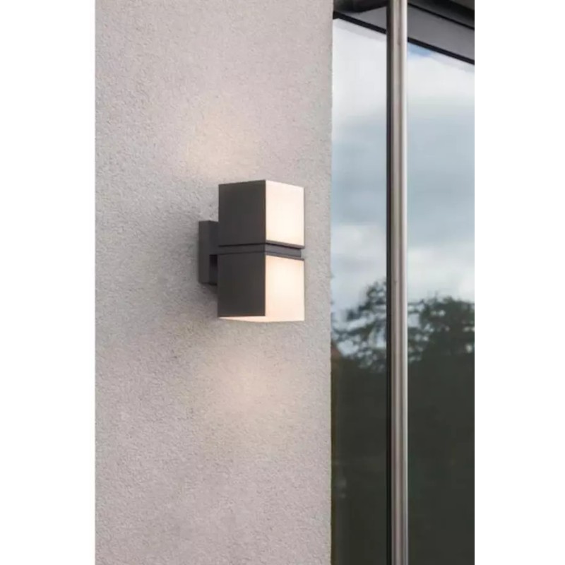 LUTEC 2-Light Dark Grey LED Outdoor Wall Mount Lantern Sconce