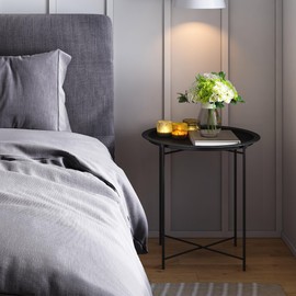 Elitehouse End Table Set of 2, Outdoor Side Table, Small Patio Table Metal Side Table, Round Folding Side Table for Outdoor,Living Room,Bedroom Balcony and Office,Φ18.5" x 19.9"H，2 PCS