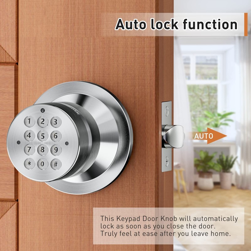 Signstek Keyless Entry Door Lock, Door Knob with Keypad, Smart
