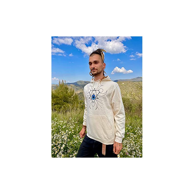 Creme-wei√üer Hoodie Allsehendes Auge (XL)