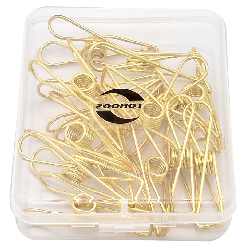 Zoohot Pack of 15 Golden Hollow Clip, Multi-purpose Clothesline Utility