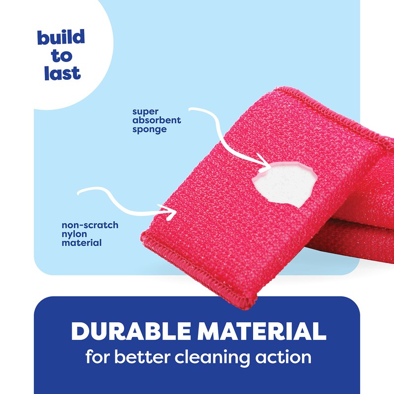 SCRUBIT Multi-Purpose Dish Scrub Sponge, Non Scratch Scouring Pads, Cleaning