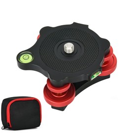 Camera Photography Tripod Leveler Tri-Wheel Leveling Base,Aluminum Alloy Bubble Level and 3/8 inch Screw, 3 Dials with +/-5 Degree Precision Adjustment for DSLR Camera